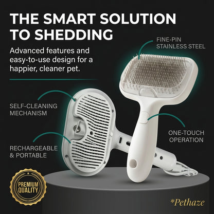 Self-Cleaning Pet Grooming Brush – Removes Loose Fur